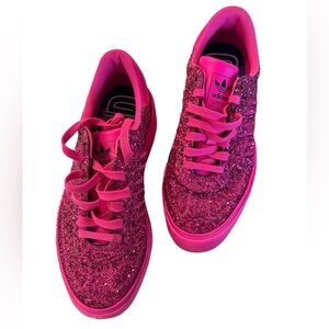 Adidas Pink Sparkly Sneakers Like New OUT LOUD